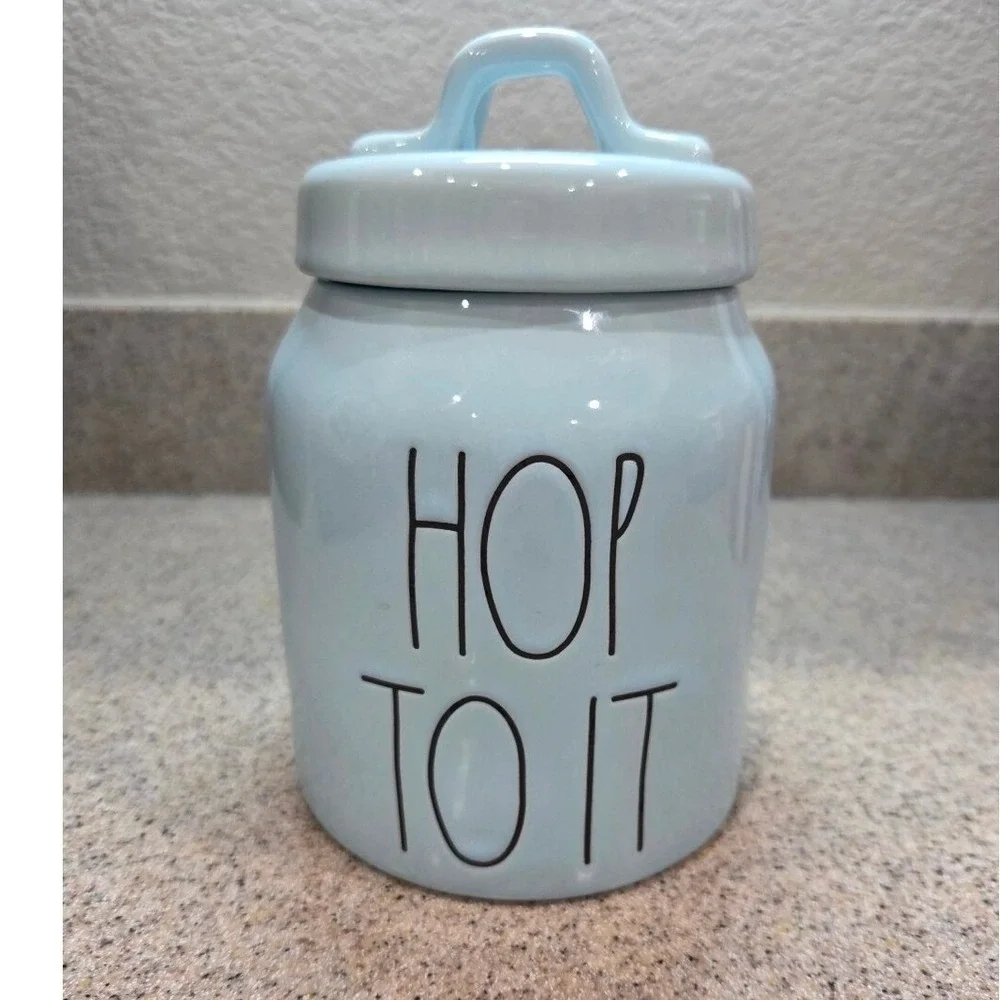 Rae Dunn Hop To‎ It Light Blue Ceramic Easter Canister